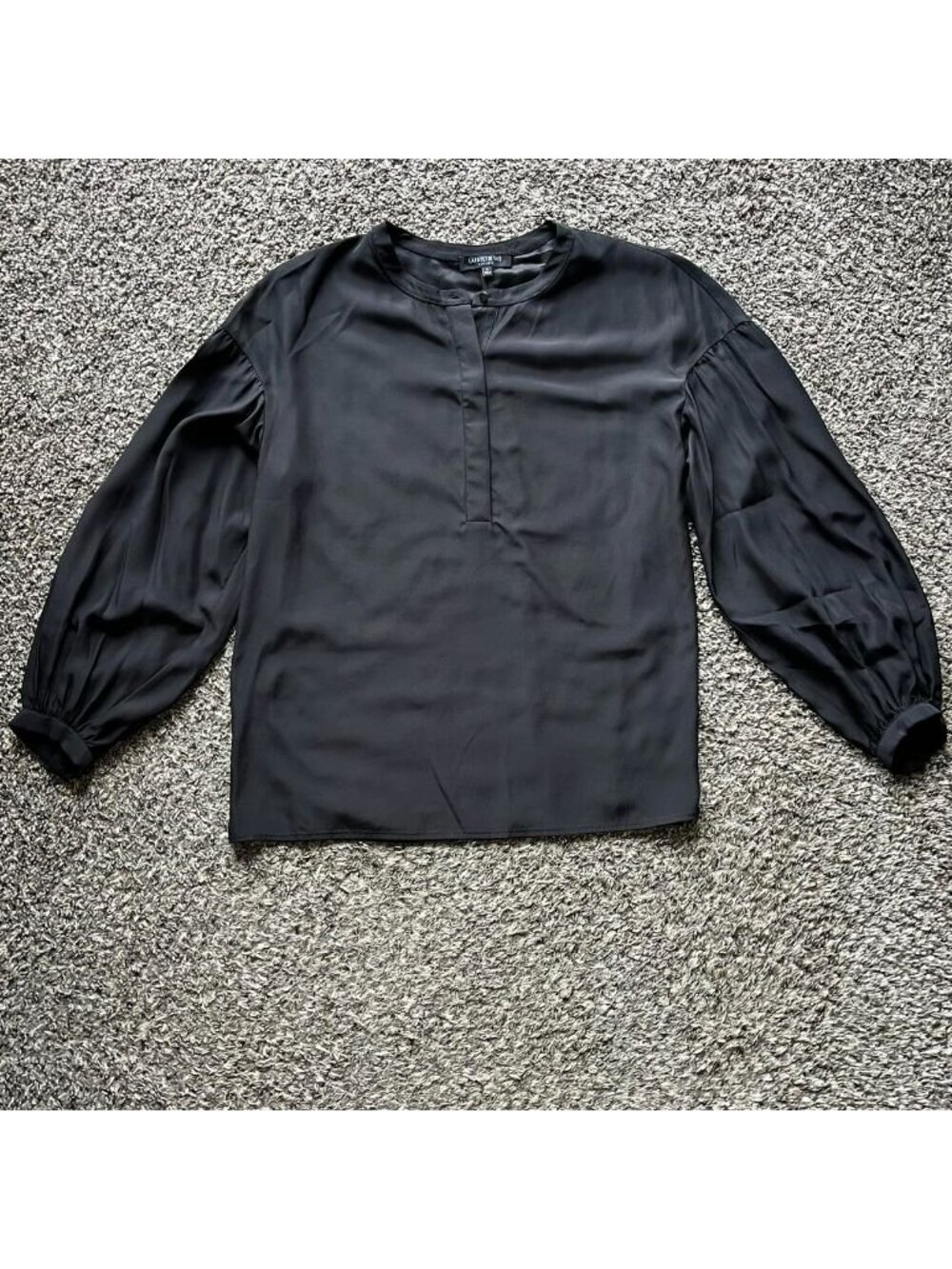 Lafayette 148 Women's Black 100% Silk Small Blouse Balloon Sleeve Luxury Chic